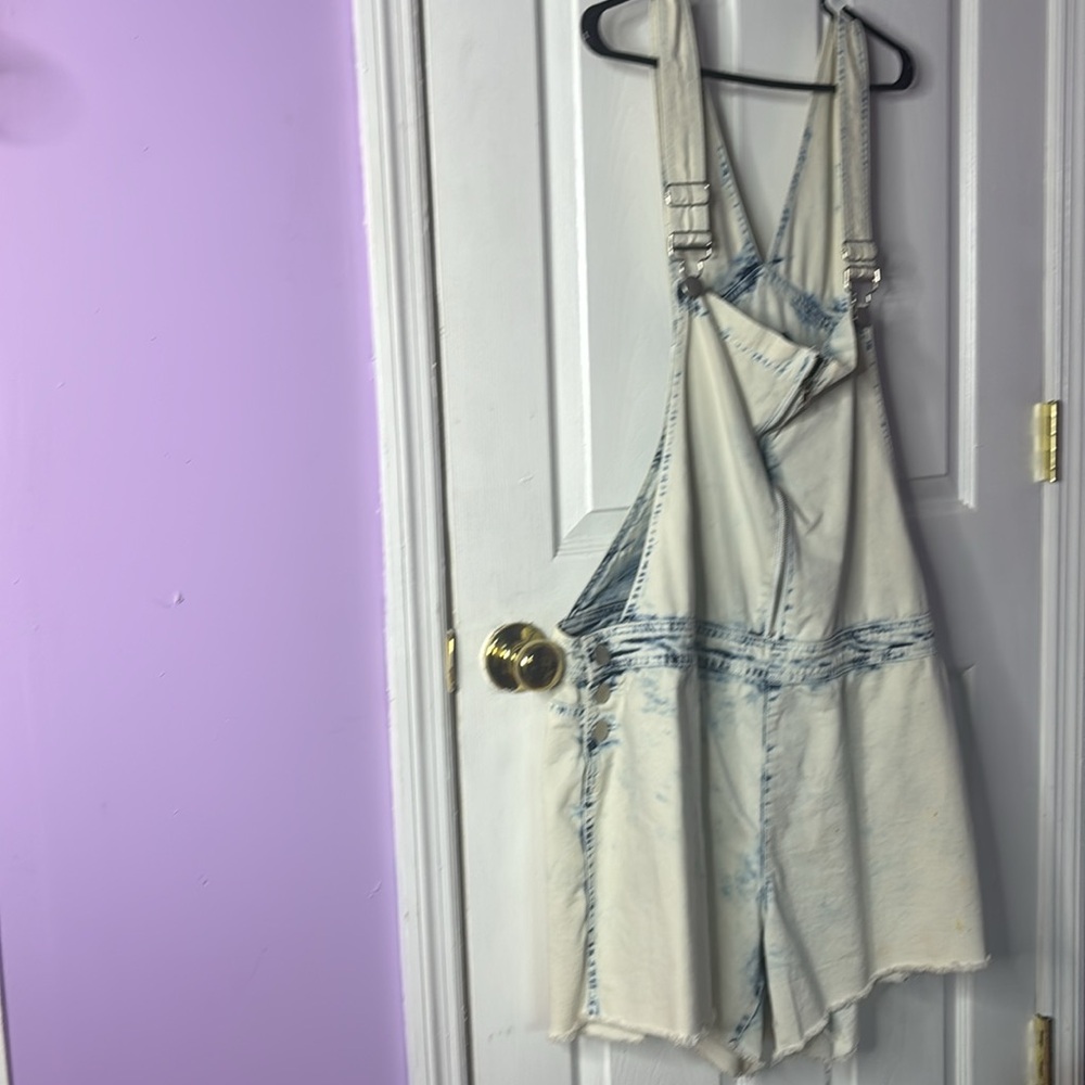 Acid Wash Overall Shorts